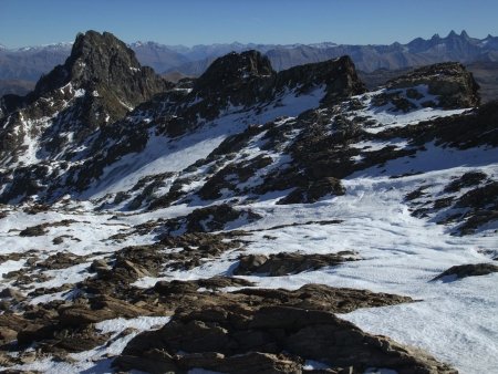 Les restes du glacier du Rocher Blanc.