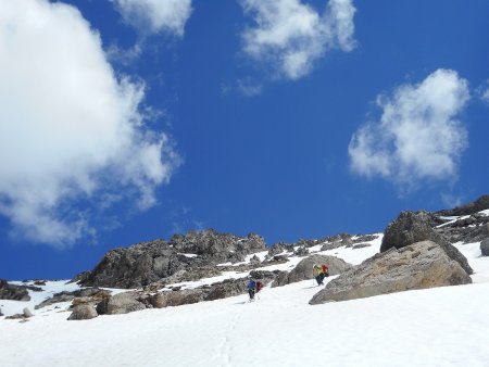 Fred et Rapha dans la descente de la face N.O