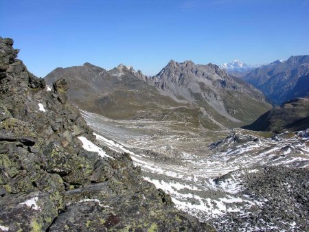 Vue vers Péclet Polset et le vallon des Prioux