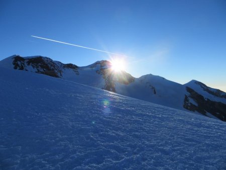 Vue sur le Lyskamm, de l’arête du Felikjoch