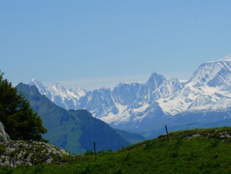 Zoom sur les aiguilles du Mont Blanc