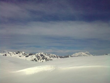 Immensité du plateau, au loin le Mont Pourri.