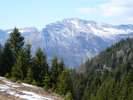 Le mont Lachat de Thônes depuis le Petit Novard. À gauche, la pointe de la Québlette.