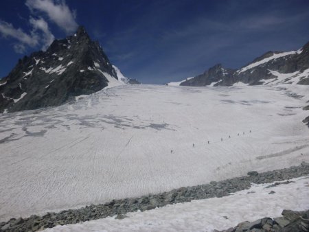 Pusieurs cordées sur le Glacier Blanc