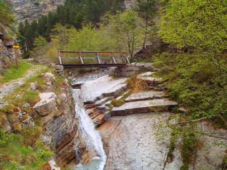 On sort des gorges pour attaquer l’ascension forestière vers la cabane de Congerman.