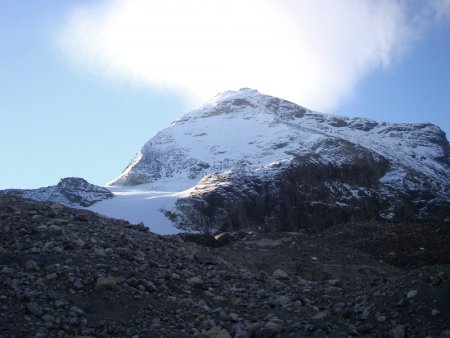 Première vue sur la face nord de la Tsanteleina.