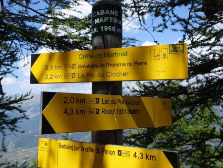 Panneau indicateur Cabane de Martinat