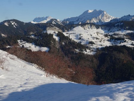 Au loin, le Roc d’Enfer et les Dents du Midi.