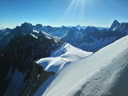 Arrivée à l’Aiguille du Midi sous un grand soleil