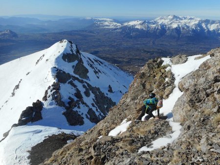 Après le passage exposé, montée facile mais prudente à Soleil Bœuf.