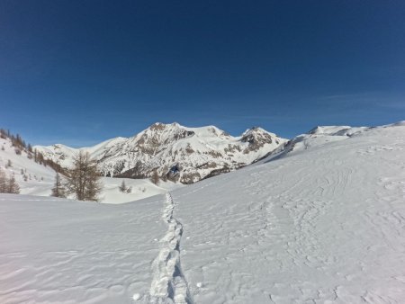 Vue arrière sur le Mont Pelat, le Trou de l’Aigle et le Sommet des Garrets !