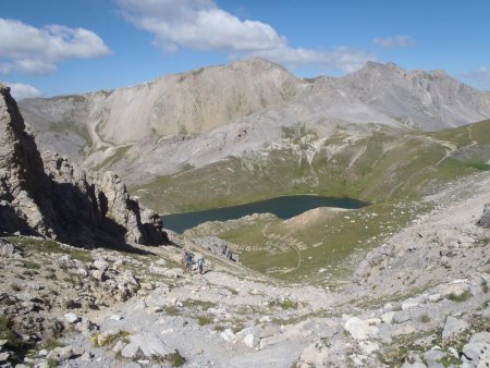 Lac Supérieur et col du Roburent à droite